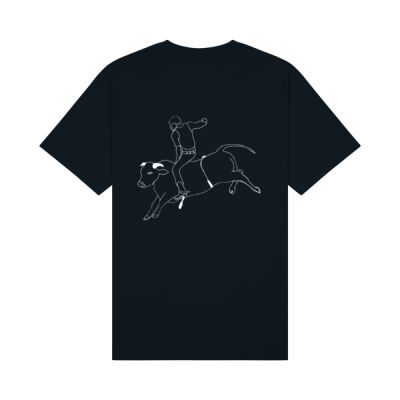 Mens Tee - Bull Riding White Print Thumbnail