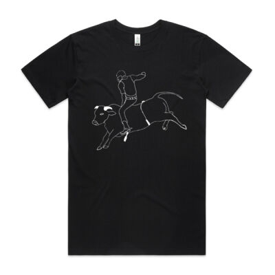 Mens Organic Tee - Bull Riding White Print Thumbnail