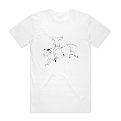 Mens Organic Tee - Bull Riding Black Print Thumbnail