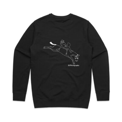 Mens Premium Crew - Bronc White Print Thumbnail