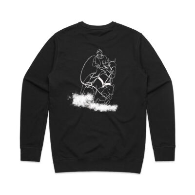 Mens Premium Crew - Roping White Print Thumbnail
