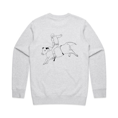 Mens Premium Crew - Bull Riding Black Print Thumbnail